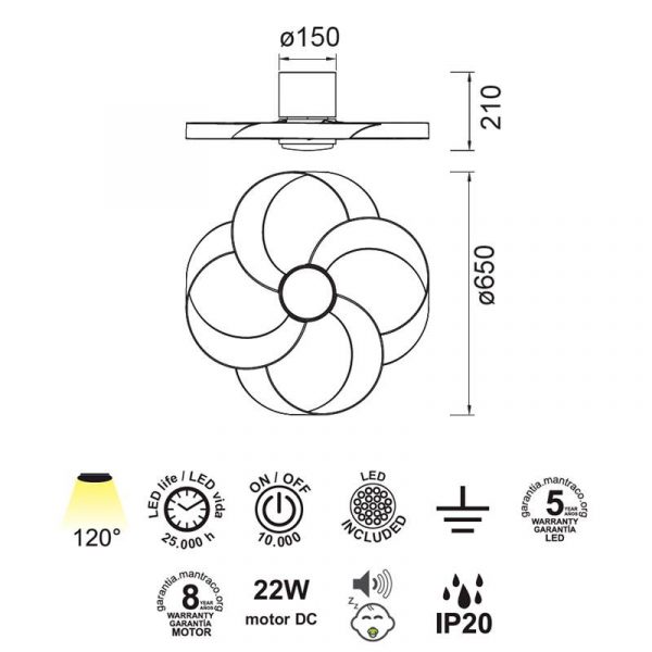 Ventilador de Techo Dc Rose Blanco Mantra - Imagen 2