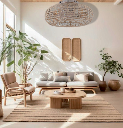 Ventiladores Con Luz Plafon Rattan